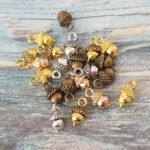 8 Little Acorn Charms 3D Fall Charms Silver Bronze Gold Champagne Gold Antique Gold Very Small Fall Gems Jewelry Supplies 13x6x8mm NOTE SIZE