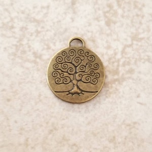 2 Detailed Bronze Tree Pendants Large Tree of Life Charms Family Life Wicca Nature Double Sided Trees Jewelry Supplies