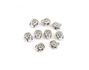 12 Tiny Buddha Beads Buddha Spacer Beads Side to Side Hole Bracelet Charms Jewelry Supplies 7x5mm Note Measurements