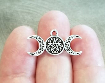 VASSAGO Triple Moon Goddess Armband – Wicca Pentagram Amulett Aus Edelstahl