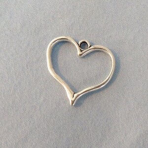 10 Open Heart Charms Slightly Bent and Battered Design Love Hurts Valentine's Day Charms Heart Pendants Jewelry Supplies 22x23mm NOTE SIZE image 2