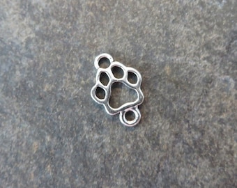 10 Small Paw Print Connectors Charms Bracelet Earring Findings Silver Bronze Gold Tone Dog Cat Jewelry Supplies Note Size 17x11mm