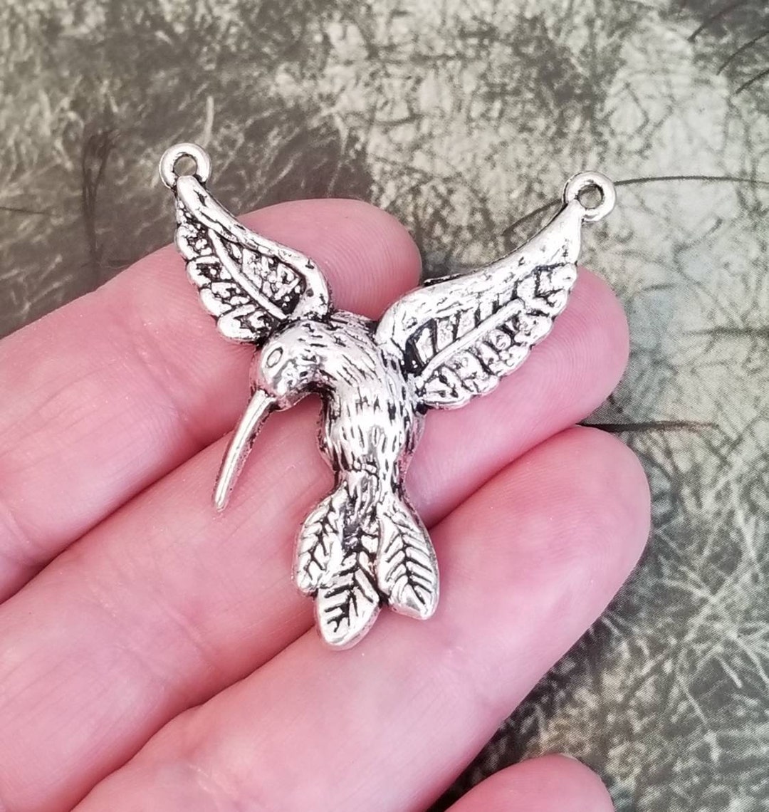Hummingbird Conector Box Large Hummingbird Connectors Pendants Beautiful Light Silver Tone Birds ...