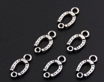 10 Sweet Little Horshoe Connectors Charms Cowboy Good Luck Findings Jewelry Supplies 18x10mm