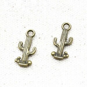10 Cactus Charms Small Southwestern Desert Plant Charms Bronze Cactus Charms Cowboy Tombstone Arizona Jewelry Supplies 18x8 mm