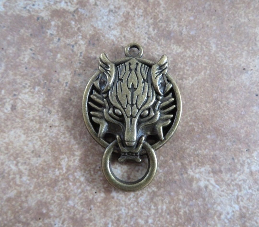 2 Werewolf Door Knocker Pendants Bracelet Connectors Bronze Werewolf