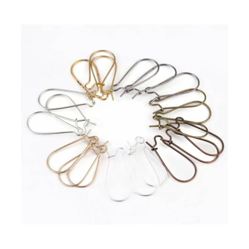 12 Pair Kidney Shaped Ear Wires Earring Findings Hooks Choose Silver Plated Gold Plated Bronze Copper Gun Black Silver Tone 24x11mm