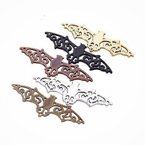 5 Bat Connector Charms, Bat Connector, Bat Charm, Gothic Bat Jewelry,  Connector Charms, Charm Connector, Vampire Charm, Gothic Charms, Bat 