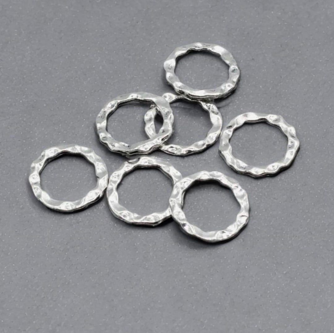 Shiny Silver Ring Connectors Hammered Look Linking Rings Findings ...