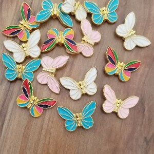 Enamel Butterfly Spacer Beads Colorful Enamel Butterfly Beads Butterfly Charms Focal Beads Jewelry Supplies 20x13.5mm