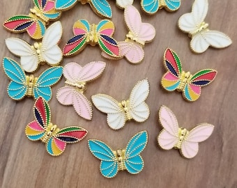 Enamel Butterfly Spacer Beads Colorful Enamel Butterfly Beads Butterfly Charms Focal Beads Jewelry Supplies 20x13.5mm