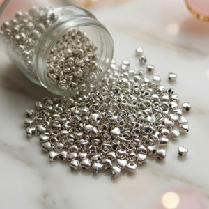 100 Teeny Tiny Heart Spacer Beads Mini Love Beads Valentine's Day Charms Bulk Spacer Beads Jewelry Supplies VERY Small About 3x4 mm