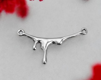 Dripping Blood Connectors Antique Silver Halloween Charms Vampire Jewelry Supplies 21x42mm