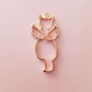 Angel Cat Frames Large Cat with Wings Pendants Open Angel Cat Charms ***Soft Gold Memorial Charms Jewelry Supplies 39x19mm