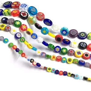 Beautiful Millefiori Glass Spacer Beads Round Flat Millefiori Beads Thousand Flower Beads Bracelet Charms Jewelry Supplies 4 6 8 10 12mm