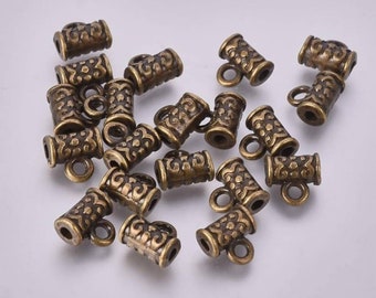 Little Bronze Beading Bails Mini Bronze Bails Charm Holders Connectors Jewelry Supplies 7x5mm Hole 1.6mm