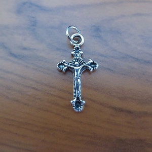 8 Crucifix Cross Charms Beautiful Small Crucifix Charms Jump Ring Included Dark Silver Religious Crosses Jewelry Rosary Supplies 22x12mm