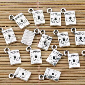 10 Tiny Passport Charms Mini Travel Vacation Charms Passport Jewelry Supplies 12x9mm