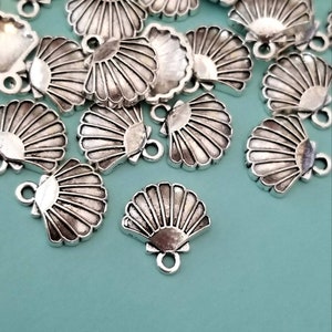 10 Small Scallop Shell Charms Seashell Charms Beach Charms Beach Findings Jewelry Supplies 15x15mm