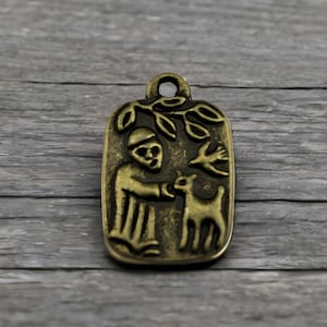 6 Saint Francis Charms St Francis Medals Beautiful Bronze Rosary Parts Pet Dog Collar Protection for Animals Jewelry Supplies 18x12mm