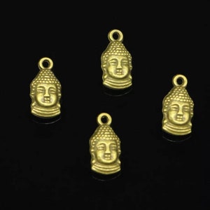10 Buddha Charms Double Sided Small Antique Gold Buddha Charms Jewelry Craft Supplies 16x8mm Note Size