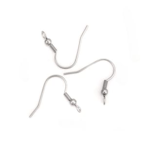 10 Pair 20 Pieces 304 Surgical STAINLESS STEEL Ear Wires Earring Hooks for Supplies for Jewelry Design Findings About 20x20 mm