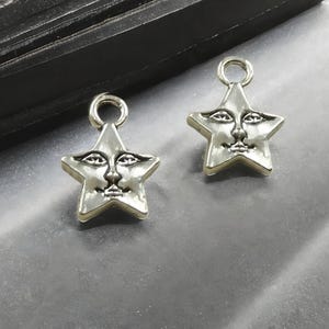 Mini Star Charms Small Star Man Charms Man in the Stars Celestial Charms Little Face Charms Jewelry Supplies 15x11mm