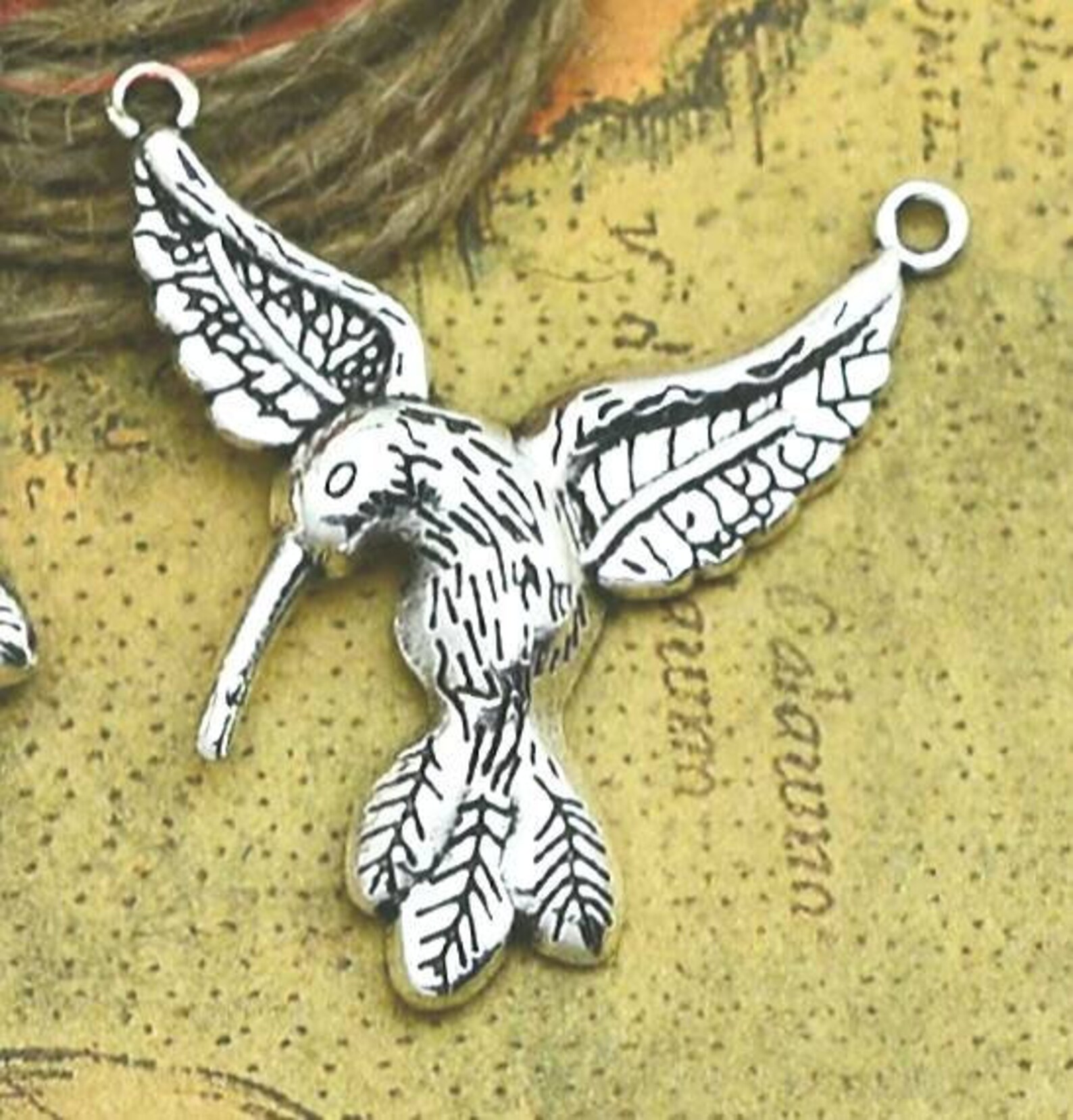Hummingbird Conector Box Large Hummingbird Connectors Pendants Beautiful Light Silver Tone Birds ...