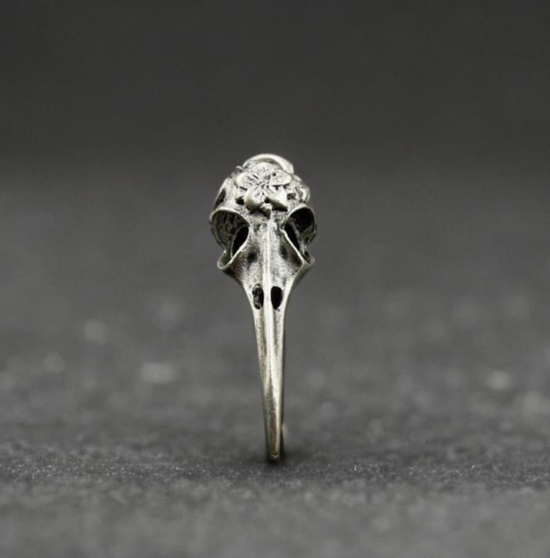 2 Bird Skull Pendants with Flower Plague Doctor Mask Charms READ DETAILS Long Beak Birds Creepy Gothic Jewelry Supply About 41x14mm image 2