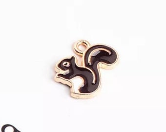 Little Enamel Squirrel Charms So Cute Mini Squirrel Charms Fall Charms Animal Charms Jewelry Supplies 14mm