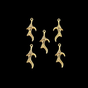 Antique Gold Black Bat Wing Charms Double Sided Long Bat Wing Pendants Great for Earrings Lightweight Halloween Jewelry Supplies 32x12