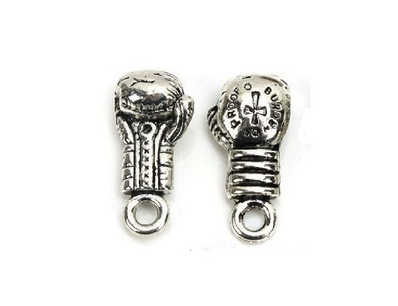 Boxing Glove Charm Antiqued Sterling Silver Boxing Glove Charm Antiqued Sterling Silver