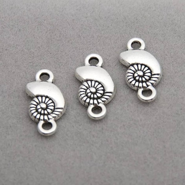 10 Mini Spiral Nautilus Sea Shell Connectors Sweet Little Spiral Shell Connectors Bracelet Charms Jewelry Supplies 16x8mm Note Measurements