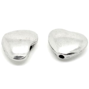 12 HEART BEADS Valentine  Spacer Beads Jewelry Beading Supplies 9x11 mm Hole About 1mm