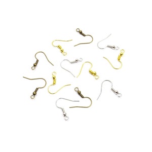 24 Pair Earring Hooks Earring Wires Bronze Silver or Gold Earwires Earring Findings Jewelry Supplies