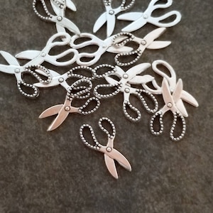 Mini Scissors Charms Little Seamstress Charms Crafter Silver Hairdresser Jewelry Supplies 17x11mm