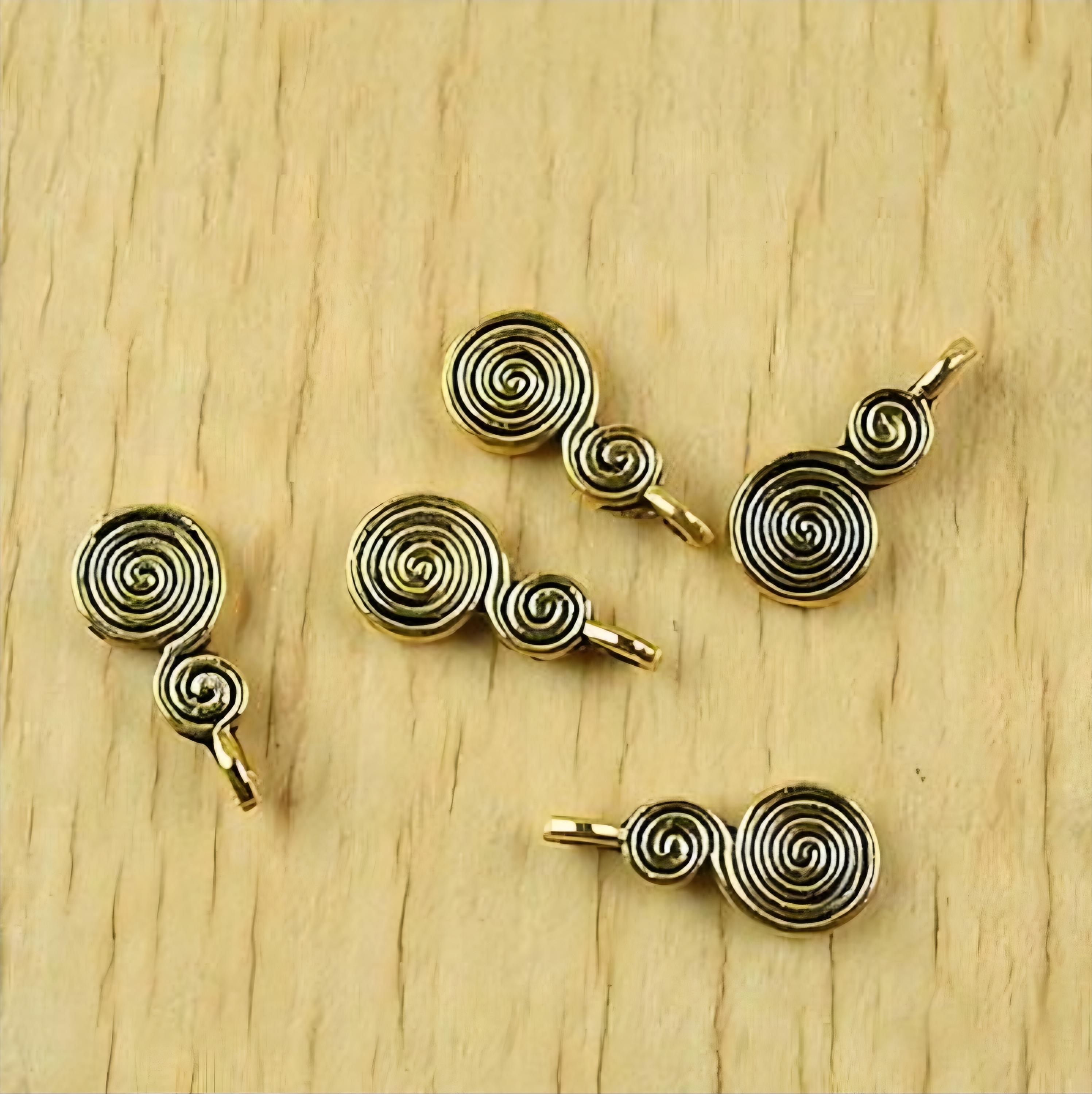 Labyrinth Charm 10 Antique Gold Labyrinth Charms Small Mystical Spirals Meditation ...