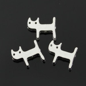 Sweet Mini Cat Spacer Beads Little Silver Kitten Beads Vertical Hole Pet Jewelry Supplies 14x11mm