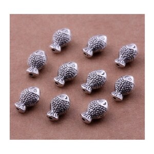 12 Little Fish Spacer Beads Tiny Fish Beads  Fishing Beads Beach Beads Mini Happy Fishes Beading Jewelry Supplies 10x7mm READ DETAILS