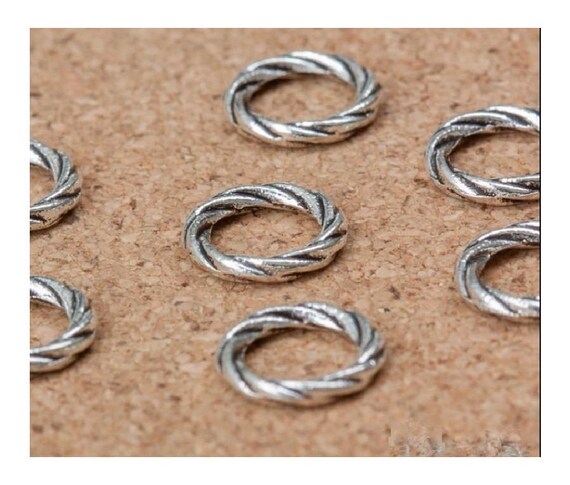 Twist Rope Jump Rings Closed Nice Quality Connectors Antique Silver Rustic Sturdy Jewelry Craft Supplies Findings 9mm
