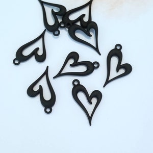 Gorgeous Black Heart Charms Double Sided Black Electroplate Heart Findings Matte Finish Valentine&#39;s Day Charms Jewelry Supplies 24x15mm