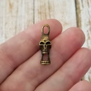 Bronze Screaming Skull Charms 3D Laughing Skeleton Halloween Goth Earring Necklace Jewelry Supplies 25x9mm