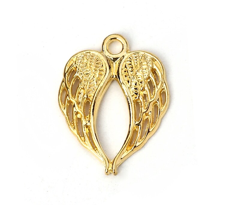 10 Gold Wing Charms Double Wings Gold Angel Wings Lovely Etsy