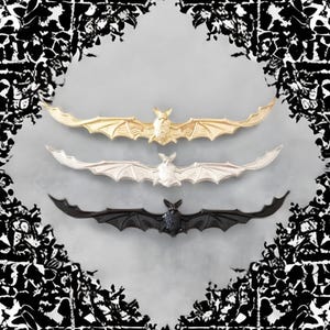 Large Bat Connector Long Bat Pendants with 2 Loops Black Gold Antique Silver Bat Findings Halloween Pendants Bat Jewelry Supplies 92x17mm