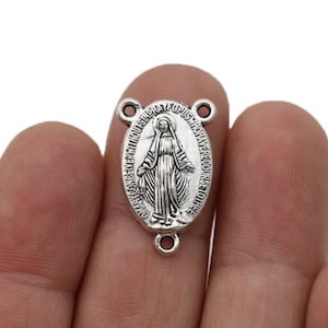 6 Rosary Centerpieces Mary Miraculous Center Pieces for Rosaries Catholic Charms Religious Jewelry Supplies 23x14mm