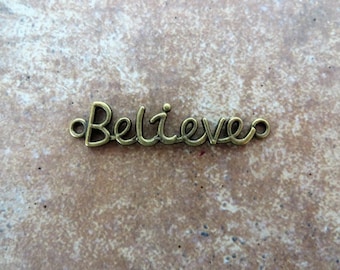 5 Believe Connectors Curved Bracelet Connectors Bronze  Connector Charms Jewelry Supplies 36x10 mm