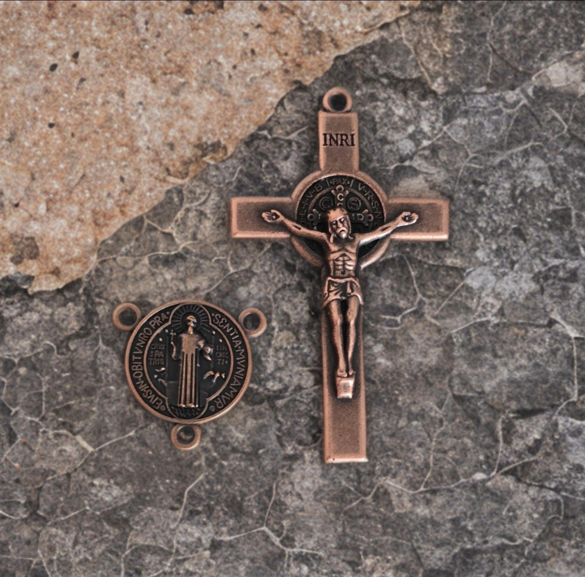 Copper Crucifix and Centerpiece Connector Set St. Benedict Copper