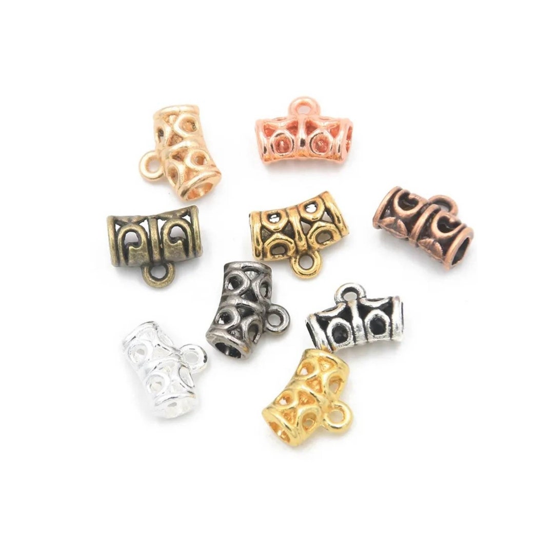 10 Curved Bails for Cording Jewelry Bails Charm Holders Connectors