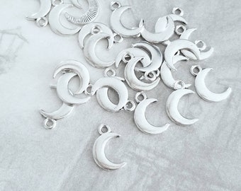 Darling Mini Moon Charms Tiny Crescent Moon Charms Celestial Jewelry Supplies 15x10mm