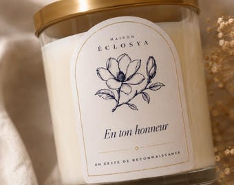 Bougie artisanale En ton honneur | Cadeau jeune maman | Bougie sans parfum | Cire de colza | Cadeau naissance